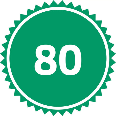 Illustration showing a green circle with the number 80, representing the 80 tooth mechanism of the Quarter Inch Drive Quick Release Ratchet.