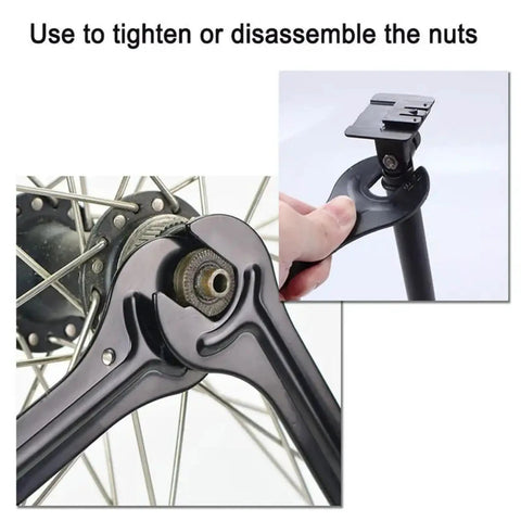Thin Cone Wrench Set For Bikes 2 Pack Double Sided Hub Spanner 13 14 15 16mm Carbon Steel in use on bicycle hub