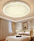 Crystal Round LED Flush Mount Ceiling Light Dope Modern Glow Warm White Close To Ceiling Chandelier Fixture For Living Room Bedroom Dining Area Indoor Home Lighting For Restaurants 19.5 Inch installed in bedroom