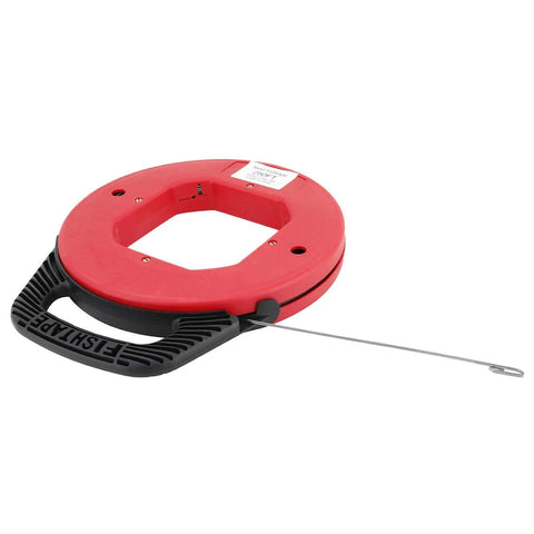 250 Ft Electrician Fish Tape Reel With Spring Steel Fishtape 1 Eighth Inch Cable Pulling Line red reel and handle