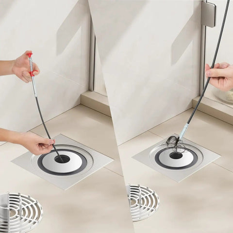 118 Inch Drain Snake Clog Remover Flexible Grabber Claw Reacher for Toilet Sewer Shower Kitchen Bathroom Tub Drain Cleaner, Heavy Duty Home Plumbing Tool for Deep Clogs