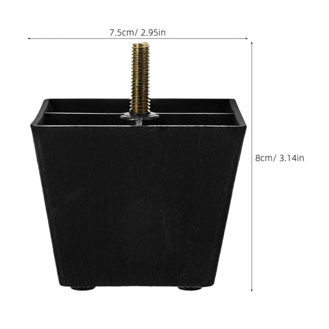 Adjustable Furniture Legs 8-Piece Set With Threaded Studs For Uneven Surfaces Square Plastic And Metal Sofa Feet Replacement Detail