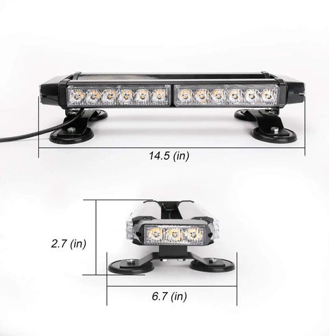 Rock Solid 30 Led Amber White Flashing Warning Beacon built tough for work trucks with a 14.5 inch length and strong magnet base.