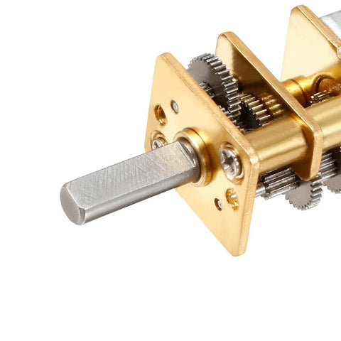 Micro gear motor with brass gearbox and exposed steel shaft