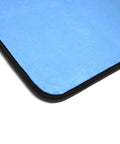 Corner detail of Durable Microfiber Fencing Target With Bullseye For Saber Foil And Epee Self Training, blue surface, black trim