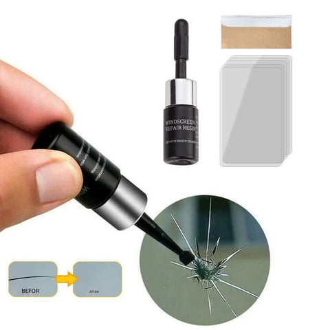 No Fuss Windshield Crack Repair Kit for Chips and Small Cracks, Auto Glass Repair Fluid, Glass Repair Kit for Cars, DIY Restoration
