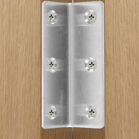 Stainless Steel 90 Degree L Shaped Corner Braces 8 Pack Heavy Duty Angle Brackets installed on wooden surface