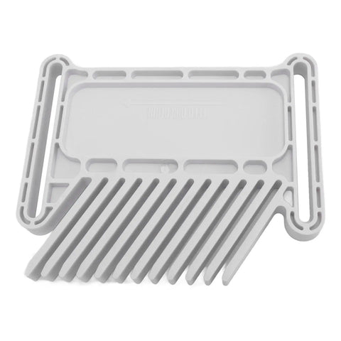 Snag This Adjustable Abs Featherboard For Hardwood Projects Rock Solid Dual Lock Holds Your Stock Steady On The Bench Slides Right Into Any 3 8 Or 3 4 Inch T Track Rail Pro Level Grip For Table Saw Router And Band Mill Jobs - top view of gray adjustable ABS featherboard with slots