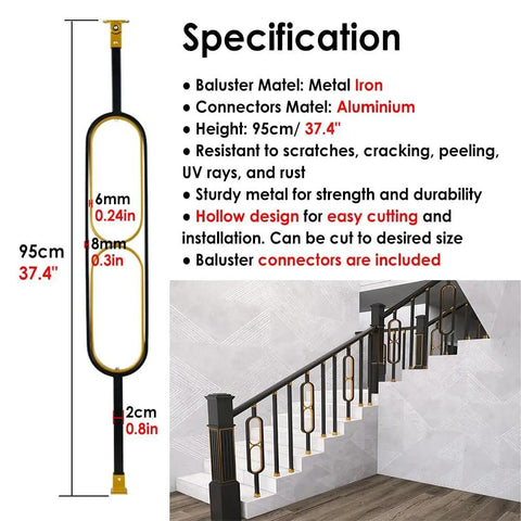Built Tough Metal Railing Balusters For Decks And Interior Stairs, 37 Inch Tall with metal iron and aluminum connectors.