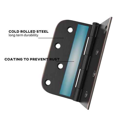 Top Shelf Oil Rubbed Bronze 4X4 Interior And Exterior Door Hinges Smooth Swinging Action with cold rolled steel for durability.