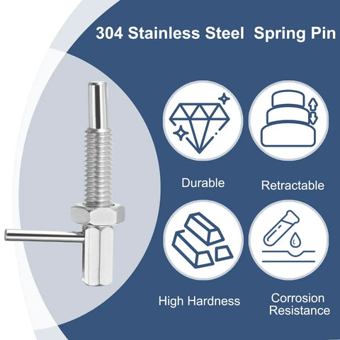 Badass Shop Rig Built Different Stainless Steel Retractable Indexing Plunger Pin M10 Metric Thread, 304 stainless steel, spring pin design.