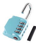 Four Digit Outdoor Combination Padlock With Set Your Own Code, Built Tough Weatherproof Zinc Alloy Body in aqua, open shackle