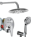 9 Inch Wall Mounted Rain Shower System With 10 Settings Shower Head High Pressure Water Saver Includes Handheld Sprayer And Valve Brushed Gold Finish For Spa Like Home Shower
