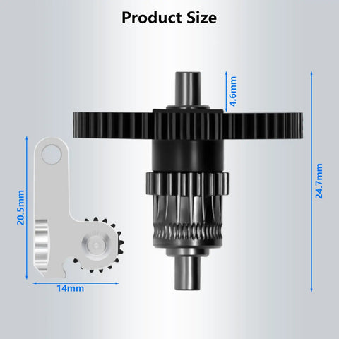 Dimensions of Beefed Up Hardened Steel Extruder Gear With Integrated Shaft For 5M And 5M Pro Direct Drive Replacement Nano Coating