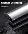 Close-up of heavy duty galvanized steel material showing water droplets, ideal for Heavy Duty Balcony Railing Fence Extender Topper.