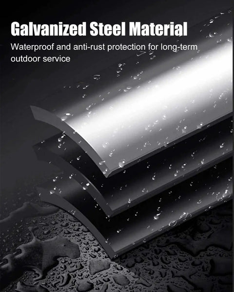 Close-up of heavy duty galvanized steel material showing water droplets, ideal for Heavy Duty Balcony Railing Fence Extender Topper.