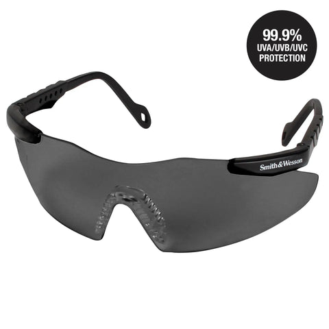 Smith And Wesson Magnum 3G Safety Glasses with Black Frame and Smoke Lenses, ANSI Z87.1 Plus Rated, 99.9% UVA/UVB/UVC Protection