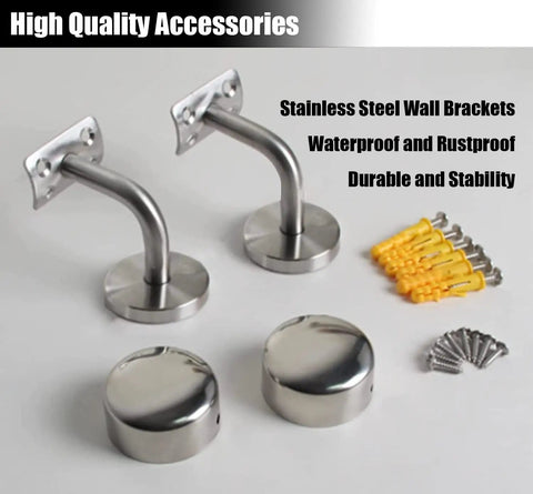 Clear Acrylic Handrail Kit Custom Lucite Stair Rail Hella Durable Wall Mount Bracket Non Slip Grip Handle Super Tough Safety Guard For Home Stairs stainless steel wall brackets with mounting screws and caps