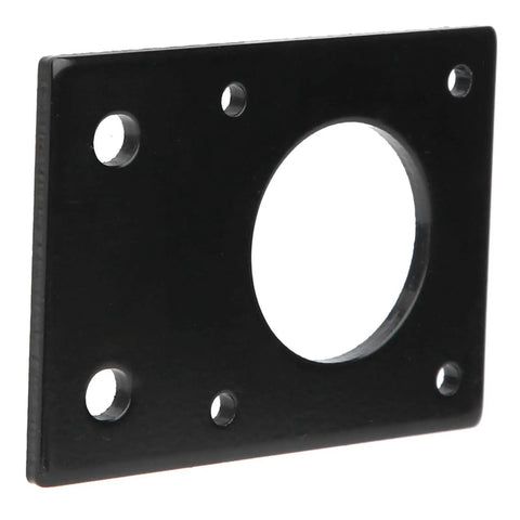Side view of black aluminum motor mount plate from 5 Pack Aluminum Motor Mount Plate Kit for NEMA 17 Stepper Motors.