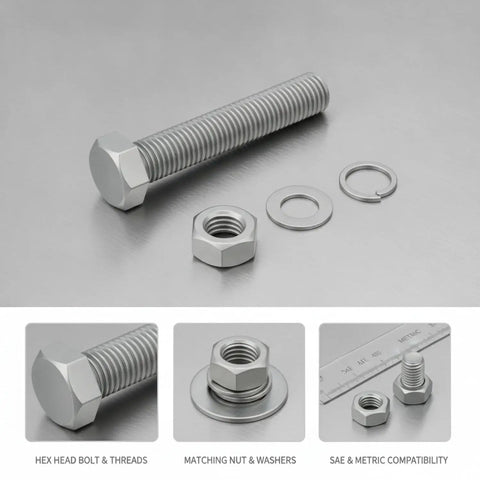 Stainless Steel Hex Head Bolts Nuts And Washers Kit With SAE And Metric Fasteners for auto repair and machinery assortment.