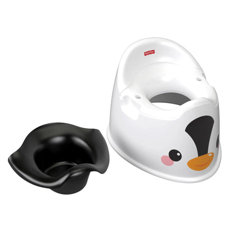 Nifty Toddler Potty Training Seat With A Cool Penguin Face and easy clean removable bowl in black for little ones.