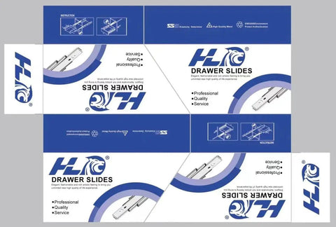 Box packaging of 10 Inch Soft Close Drawer Slides Set Six Pairs With Full Extension Ball Bearing Side Mount Runners