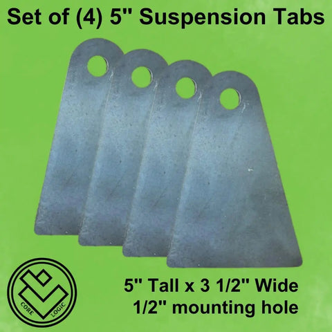 Heavy Duty Weld On Axle Tabs Five Inch Long One Quarter Inch Thick Steel Four Pack for 4-link suspension tabs