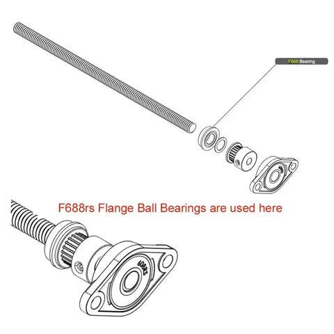 Pack Of 10 F688RS 8X16X5 Mm ABEC 7 Sealed Ball Bearings With Flanged Housing Rust Proof Rubber Oil Seals Heavy Duty Performance For Farm Equipment And Forklifts Plus Auto Parts Make Your Setup Roll Perfect Zero Drama Guaranteed Lifetime. F688RS flange bearing shown in exploded view