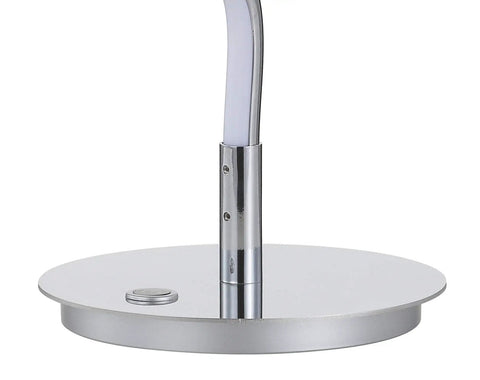 Gold 19.75 Inch Modern Scribble Dimmable Integrated LED Table Lamp With 3 Way Touch Sensor chrome base detail