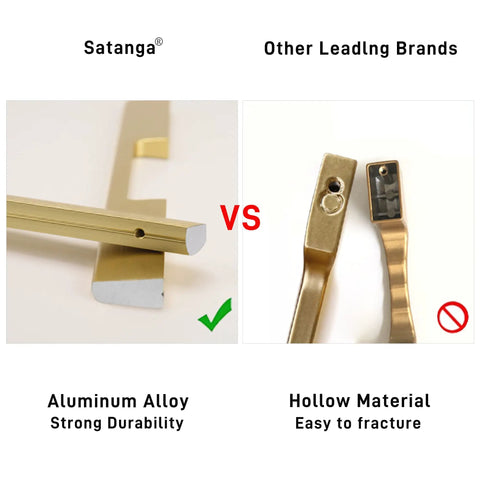 Comparison of Satanga Dope 10 Inch Center Hole Brass Bar Cabinet Pulls made from aluminum alloy vs. hollow material of other brands