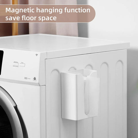 Hecka Rugged Magnetic Dryer Sheet Holder For Laundry Room With Heavy Duty Magnet Mount Quick Click Seal Durable Plastic Dispenser Can Space Saving Rack White. Magnetic dryer sheet holder mounted on washing machine.