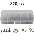 320 Piece 304 Stainless Steel Hex Nut And Bolt Kit With Washers Assortment Set For Home Auto And Marine Projects Rust Resistant Hardware In 5 Sizes From 2mm To 5mm in case