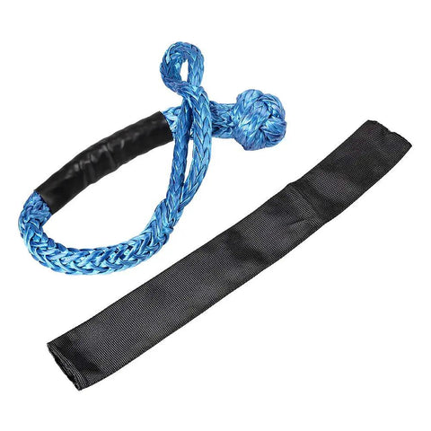 4 Pack Synthetic Soft Shackle Ropes 1/2 Inch With Protective Sleeve And Aluminum Recovery Rings Blue Heavy Duty Off Road Recovery Gear Kit