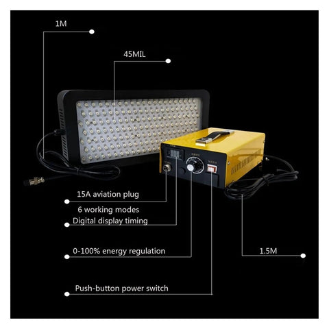 Heavy Duty 1800W UV Curing Lamp Featuring Adjustable Output And Chill Cold Light For Fast Resin Curing Shadowless Glue And 3D Print Ink Drying Solid Pick For Makers with digital display and adjustable settings.