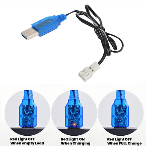 USB charger cable for 3.7V 300mAh LiPo Battery With PH2.0 Plug For Mini Nano RC Quadcopter HS210 Drone, charging indicator lights