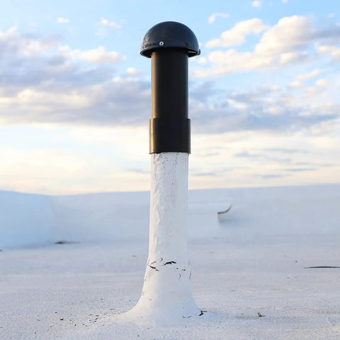 Vent Stack Pipe Filter With Mushroom Cap, Activated Charcoal Odor Control For Outdoor Septic And Sewer Odors, installed on roof