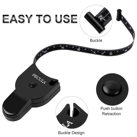 60 Inch Body Measuring Tape With Lock Pin And Push Button Retract showing ergonomic design and button details