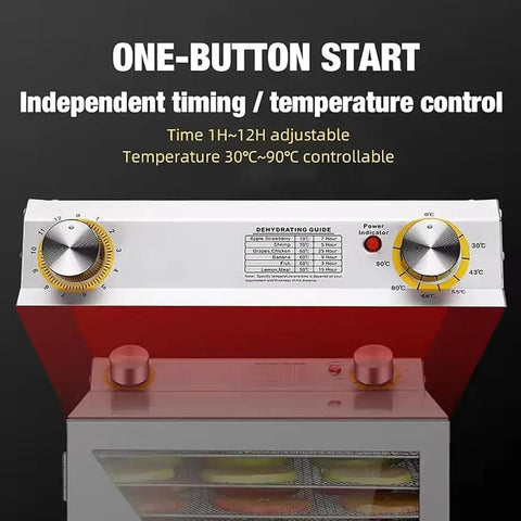 Control panel of Lock In Fresh Flavors With This Straight Up Electric Food Dehydrator featuring adjustable timer and temperature settings.