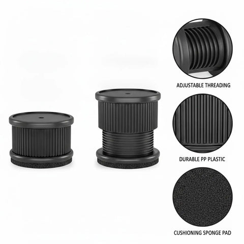 Adjustable Furniture Leveling Foot For Cabinets Desks And Tables Black PP plastic base with cushioning sponge pad