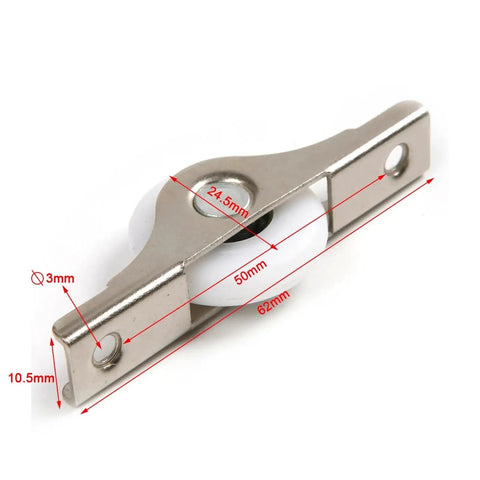 4 Pack 25Mm Sliding Door Rollers Nylon Caster Wheels Pulley Runners with silver metal mounting, dimensions marked.