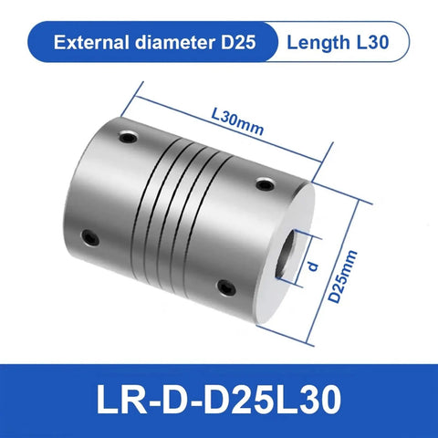 Top Notch Aluminum Flexible Shaft Coupler With Elastic Winding Design For Motor Connector Clamping Type Adjustable In 8 9 10 11 12 Mm Sizes Durable Custom Fit 11 Mm By 12 Mm Great Vibe, showing D25 size and L30 length.