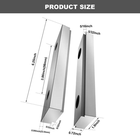 Top Shelf Six Inch Steel Double Step Milling Vise Jaws For Cnc Workbench Rigs dimensions with size details and measurement labels.
