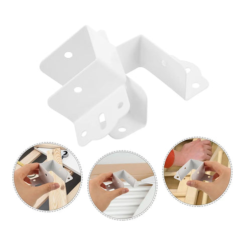 Built Tough Metal Bed Rail Fasteners Twenty Piece Hinge Buckles And Snappy Slide Hooks For No Sweat Bed Frame Setup - white connectors in use