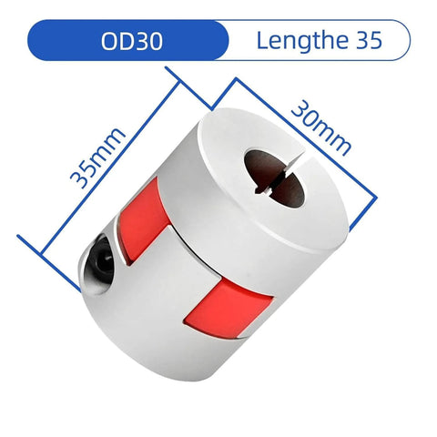 Flexible Shaft Coupling 30mm Outer Diameter, 35mm Length, 12 To 14mm Bore, Aluminum Plum Connector, for 3D printers and CNC machines
