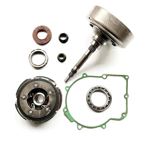 Heavy Duty Rock Solid Wet Shoe Clutch Drum Housing One Way Bearing Replacement Fits Hisun Hs500atv And Hs700atv showing disassembled parts.