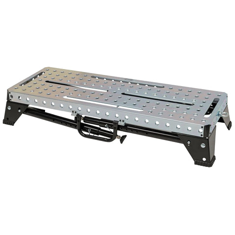 Built Rugged Foldable Welding And Fixturing Table Packing 500 Pound Capacity And Industry Standard Holes portable workbench with zinc plated top.