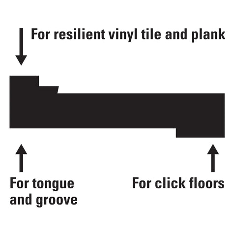 Universal Pro Grade Tapping Block For Laminate Vinyl Tile And Hardwood Flooring 2.75in x 9.25in x 0.5in tool diagram