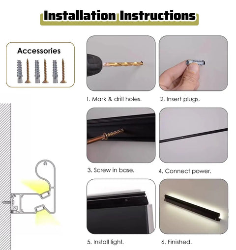 Installation instructions for Transform Your Space With This Game Changing Indoor Aluminum Railing Kit with LED lights.