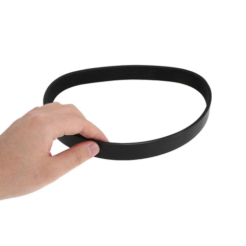 Hand holding Heavy Duty Black Rubber Lawn Tractor Ground Drive Belt Replacement for Most Major Lawn Mowers, Easy Install, No Fuss, Durable Drive Belt for Reliable Power Transmission and Smooth Operation