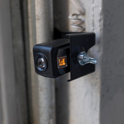 Replacement Garage Door Safety Sensor Kit 2 Pack For Openers After 1997 Low Profile Obstruction Sensing installed view